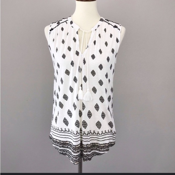 Lucky Brand Black and White Sleeveless Top - Picture 1 of 4